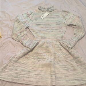 Janie and Jack Pastel Multicolor Knit Ruffle-Neck Dress